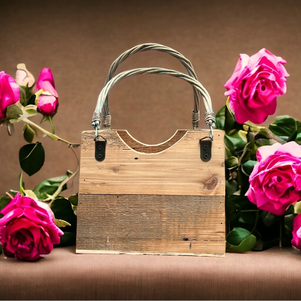 Large Wood Handbag Planter